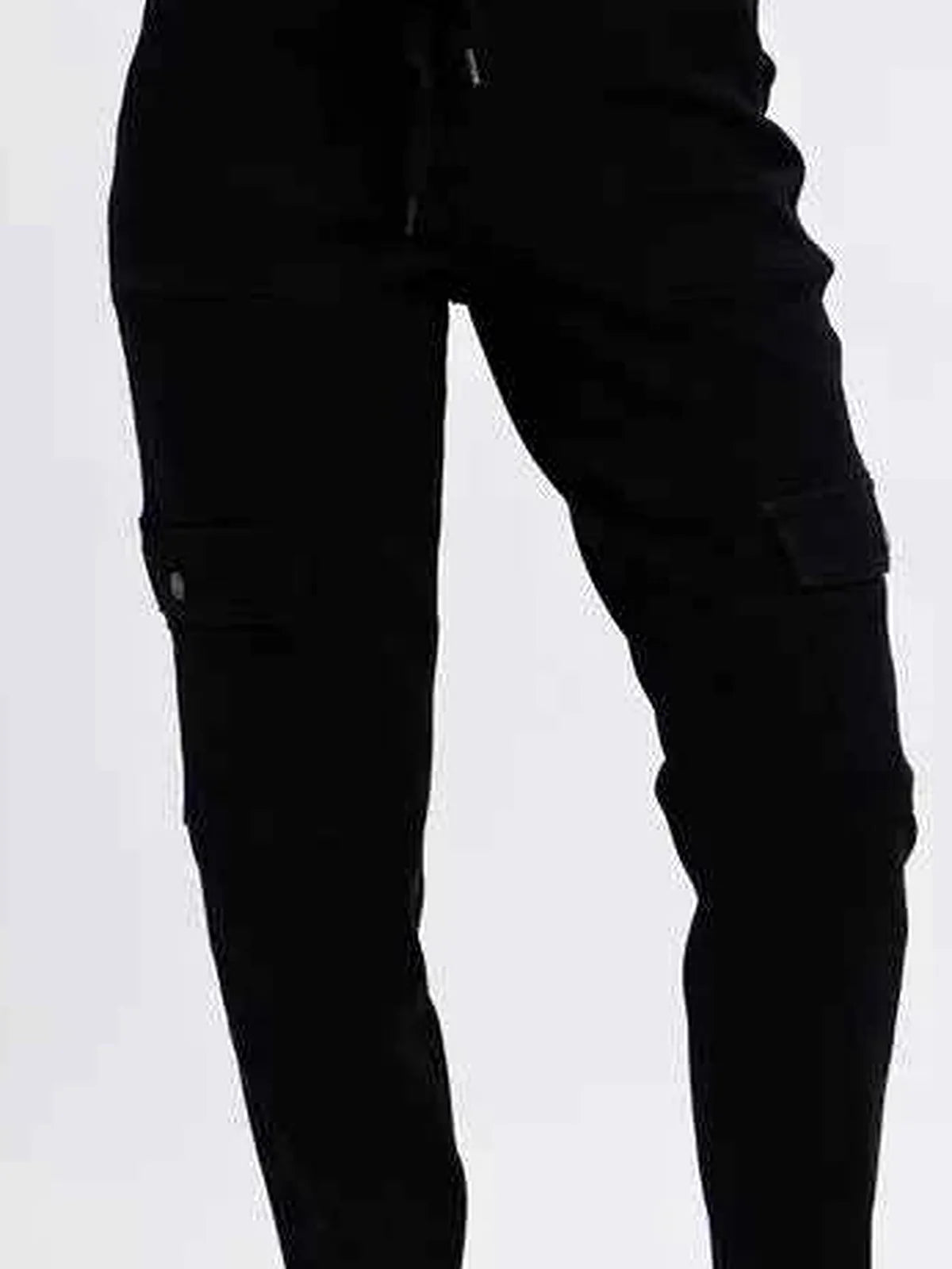 High Waist Cargo Cuffed Jogger — detail view — Livostyle