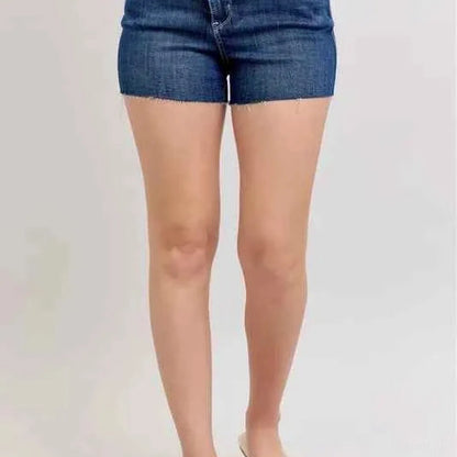 High Waist Criss-Cross Waistband Denim Shorts – Plus Size