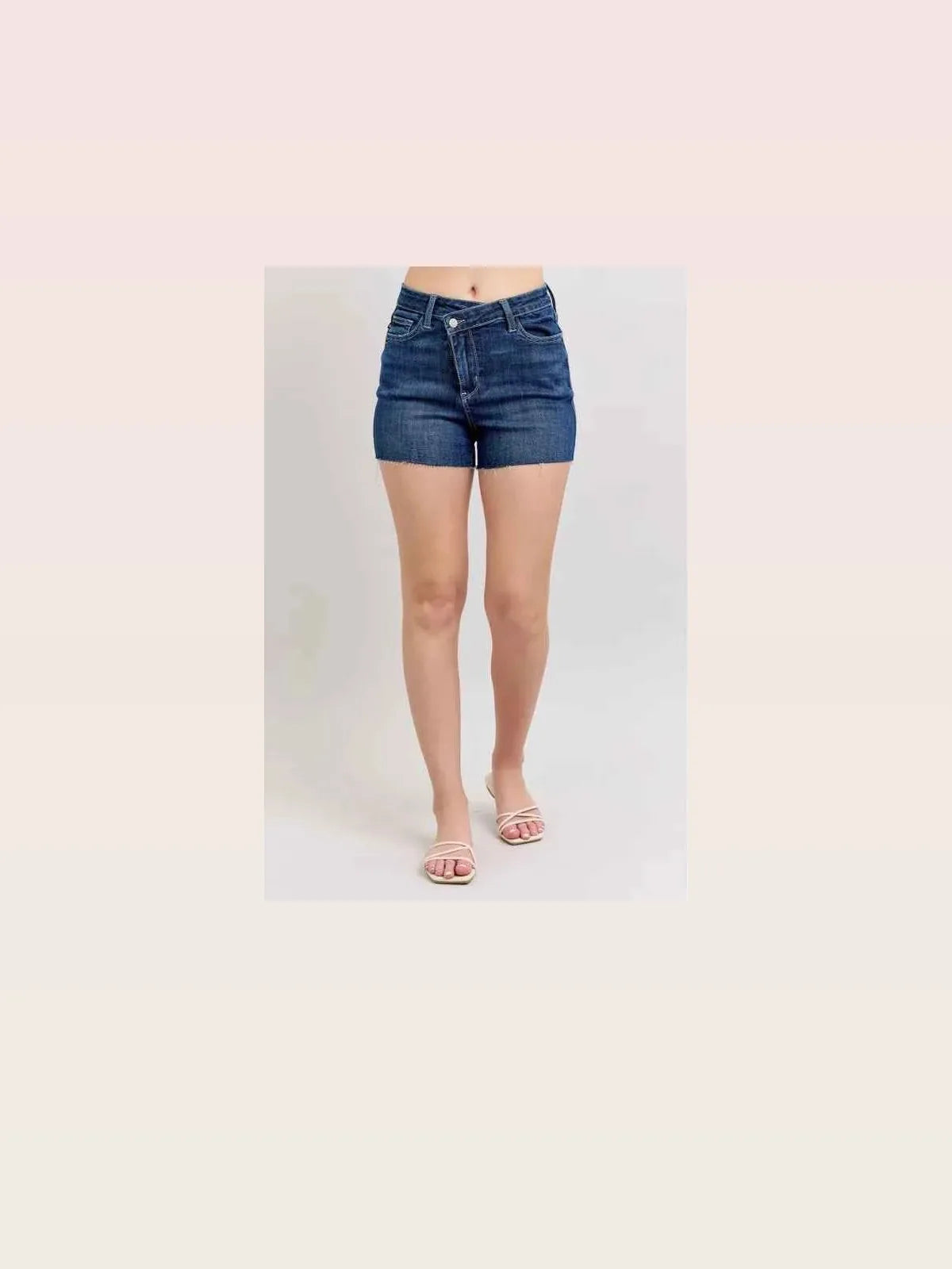 High Waist Criss-Cross Waistband Denim Shorts – Plus Size – photo 3