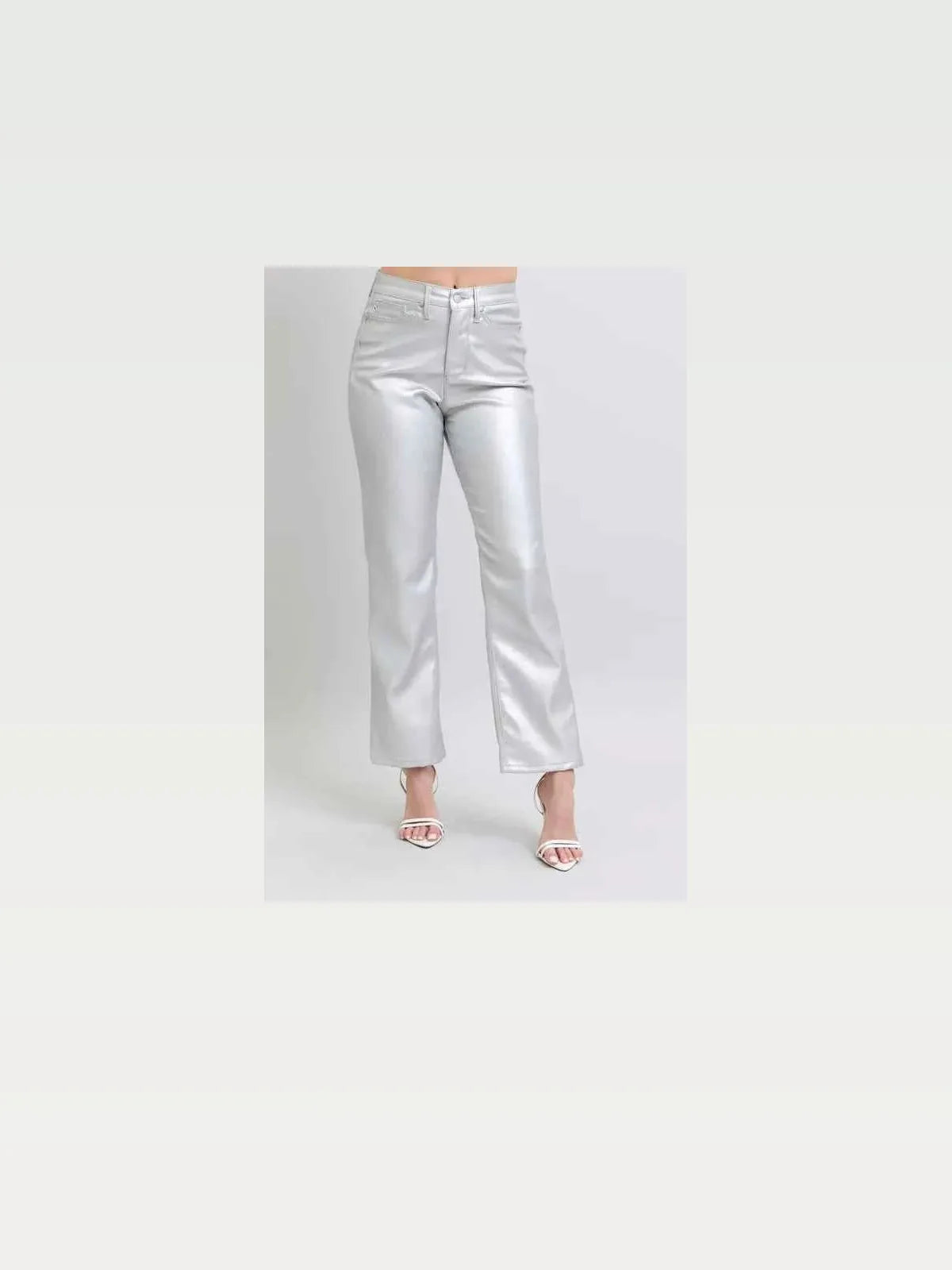 High Waist Silver Faux Leather Pants — styled showcase — Livostyle