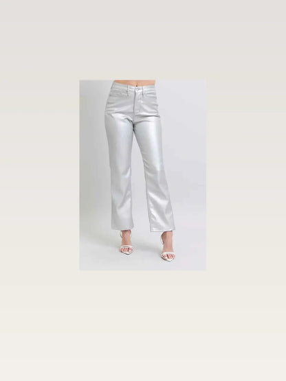 High Waist Silver Faux Leather Pants — styled showcase — Livostyle