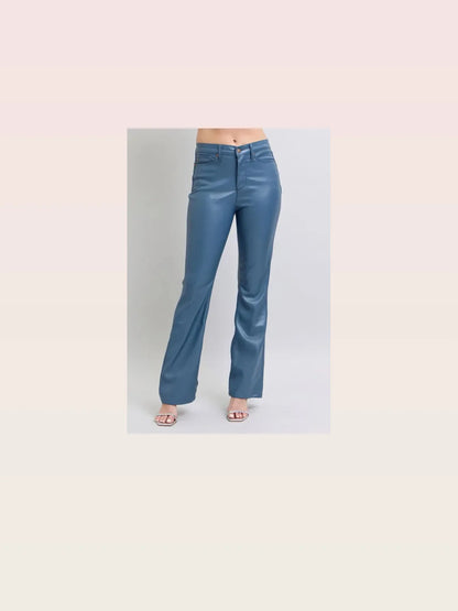 High Waist Tummy Control Faux Leather Bootcut Pants — styled showcase — Livostyle