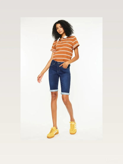 Mid Rise Bermuda Denim Shorts — styled showcase — Livostyle