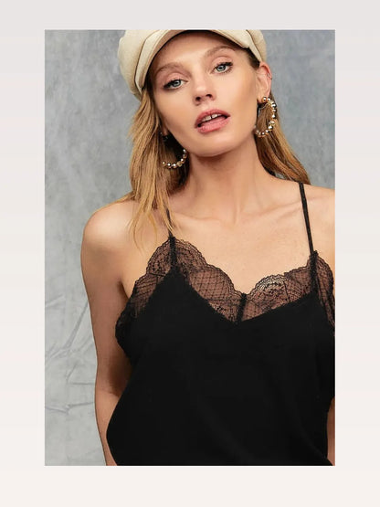 Elegant Solid Lace Cami Tank Top - Versatile & Chic — styled showcase — Livostyle