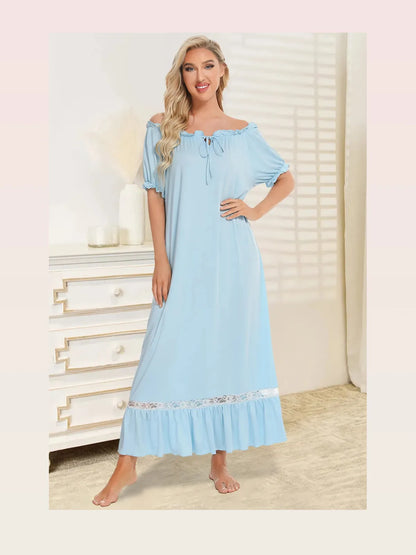 Lace Detail Short Sleeve Lounge Dress — styled showcase — Livostyle