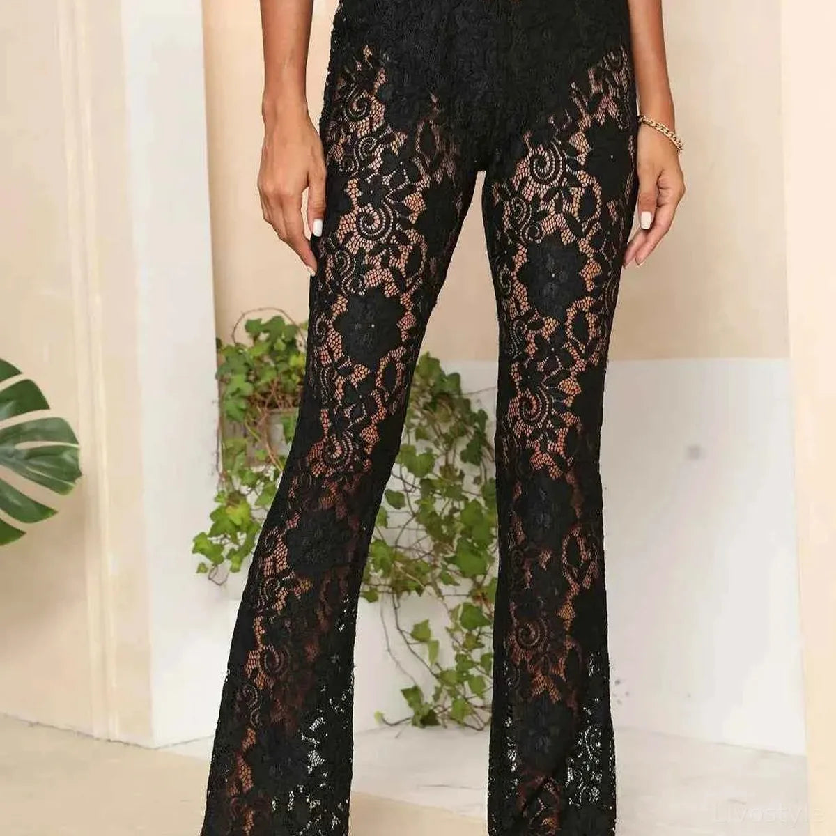 Lace High Waist Swim Pants — square view — Livostyle