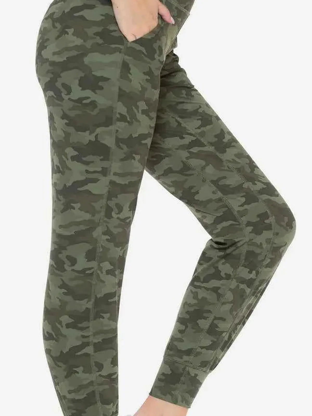 Camouflage Print High Waist Leggings — detail view — Livostyle