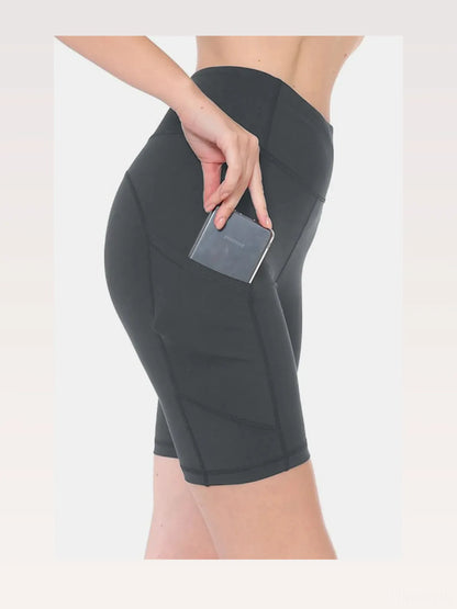 Charcoal High Waist Active Shorts — styled showcase — Livostyle