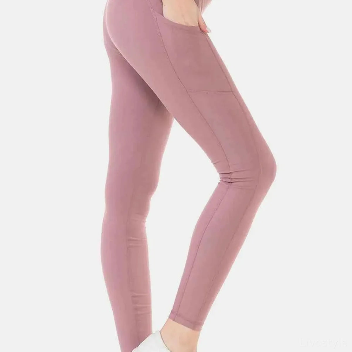 Wide Waistband High Waist Active Leggings — square view — Livostyle