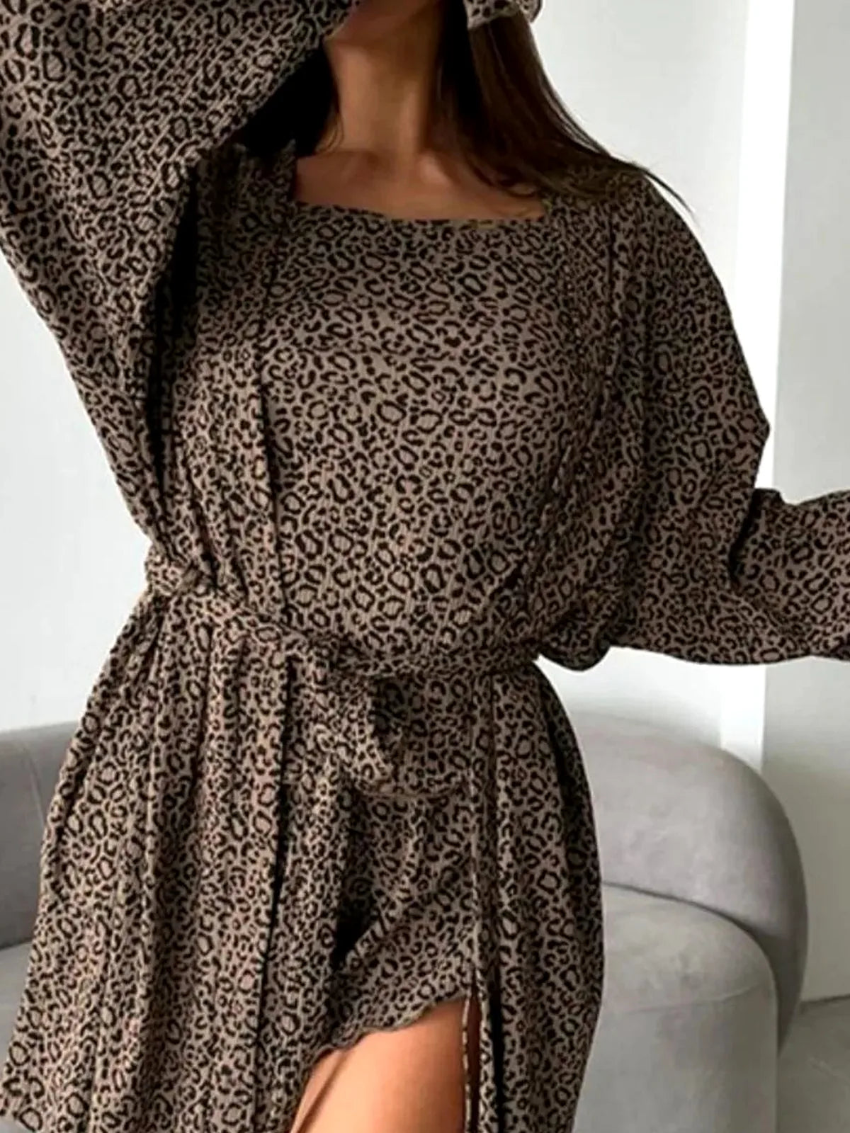 Leopard Cami Cardigan and Shorts 3-Piece Set — detail view — Livostyle