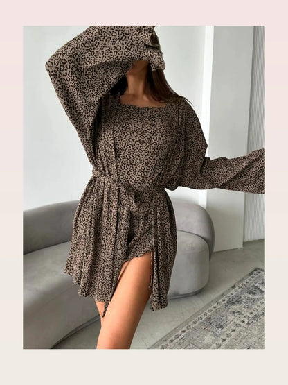 Leopard Cami Cardigan and Shorts 3-Piece Set — styled showcase — Livostyle