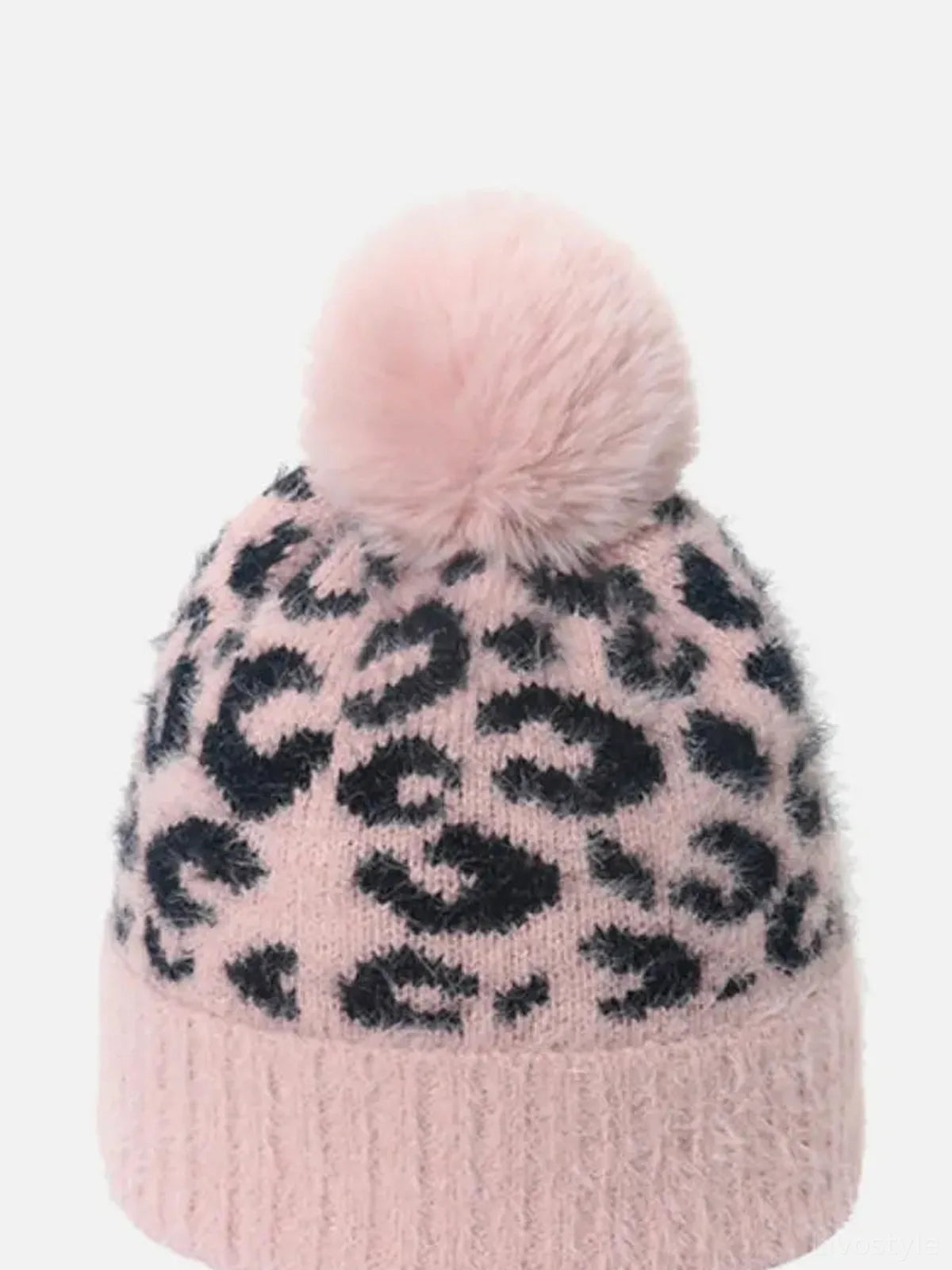 Leopard Hat with Pompom — detail view — Livostyle