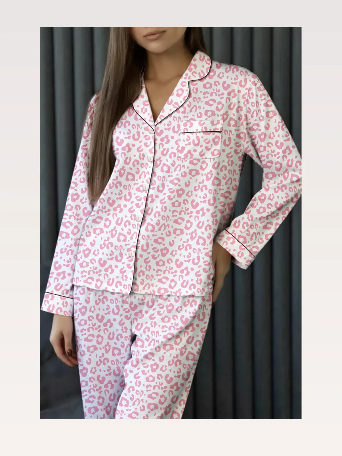 Leopard Print Button Up Top and Pants 2cps Pajama Set — styled showcase — Livostyle