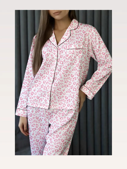 Leopard Print Button Up Top and Pants 2cps Pajama Set — styled showcase — Livostyle