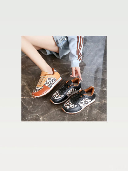 Stylish Leopard Print Lace-Up Sneakers in PU Leather — styled showcase — Livostyle