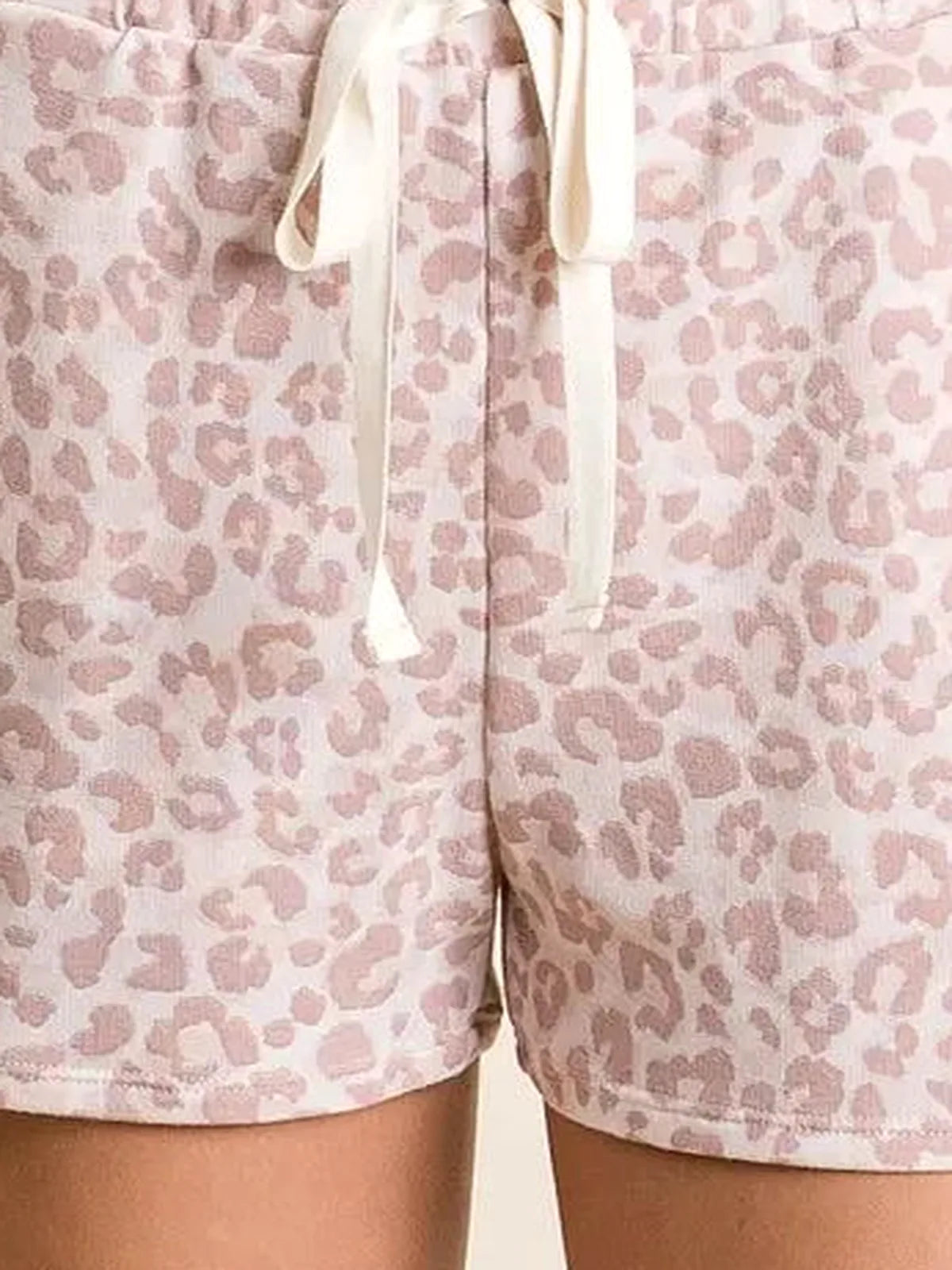 Leopard Terry Shorts With Drawstring — detail view — Livostyle