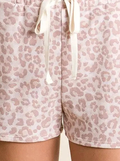 Leopard Terry Shorts With Drawstring — detail view — Livostyle