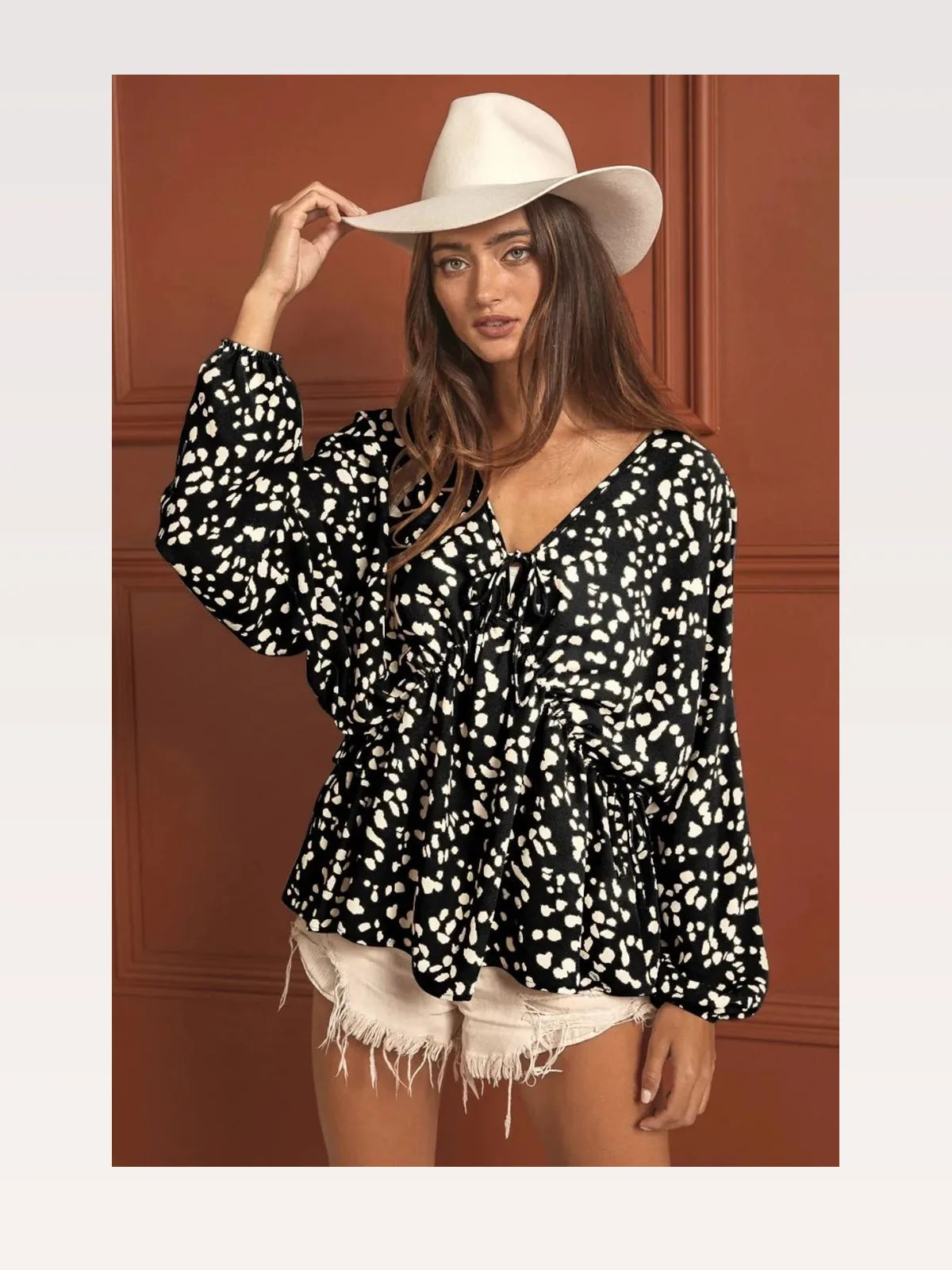 Chic Leopard Print V-Neck Top with Tie-Straps — styled showcase — Livostyle
