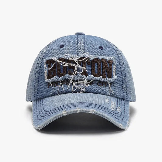 Dark Gray Embroidered Letter Cotton Baseball Cap — square view — Livostyle