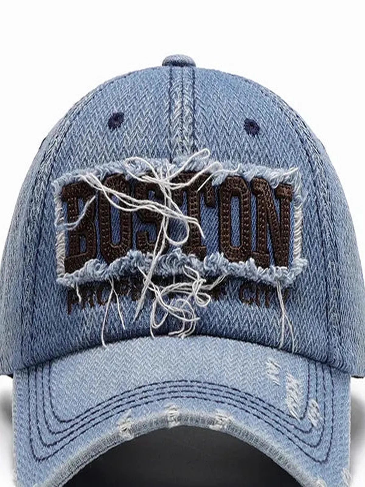 Dark Gray Embroidered Letter Cotton Baseball Cap — detail view — Livostyle