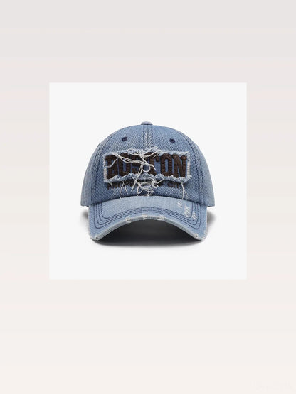Dark Gray Embroidered Letter Cotton Baseball Cap — styled showcase — Livostyle