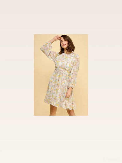Floral Print Chiffon Belted Dress with Chic Back Zipper Deta — styled showcase — Livostyle