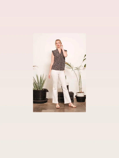 Multi Dot Print Sleeveless Button Down Blouse — styled showcase — Livostyle