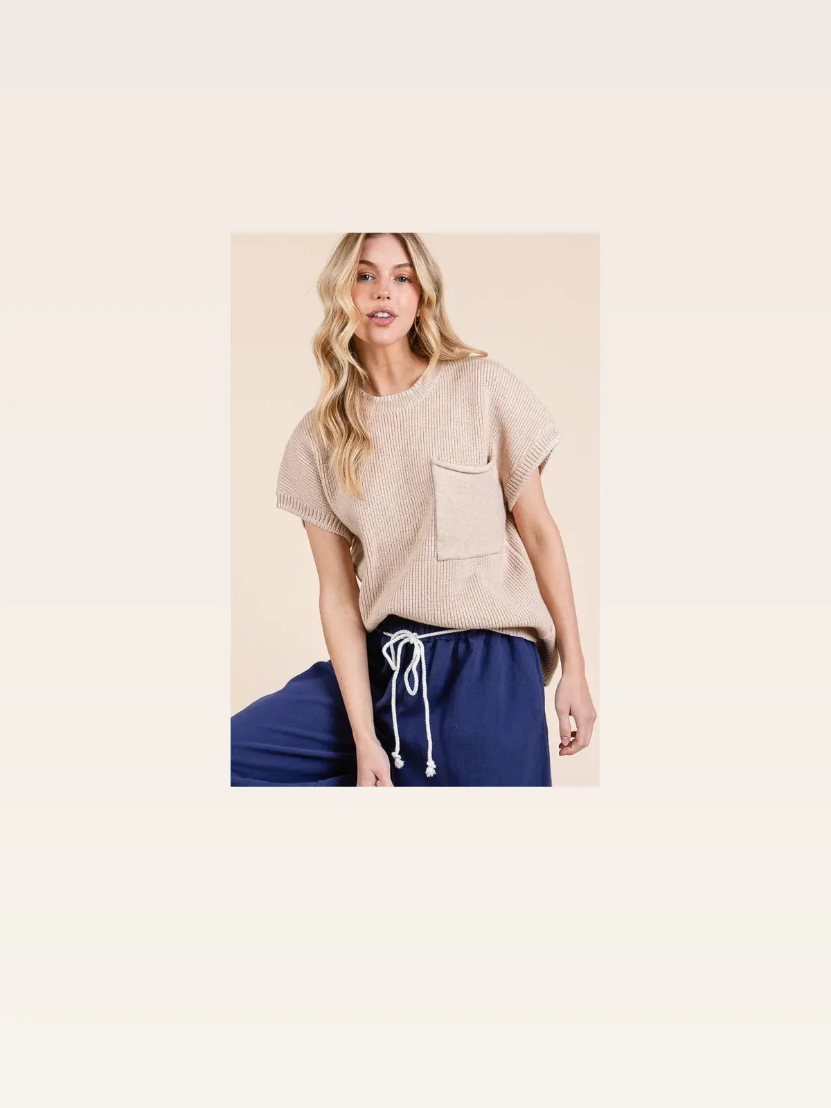Solid Cap Sleeve Stitch Edge Knit Sweater — styled showcase — Livostyle