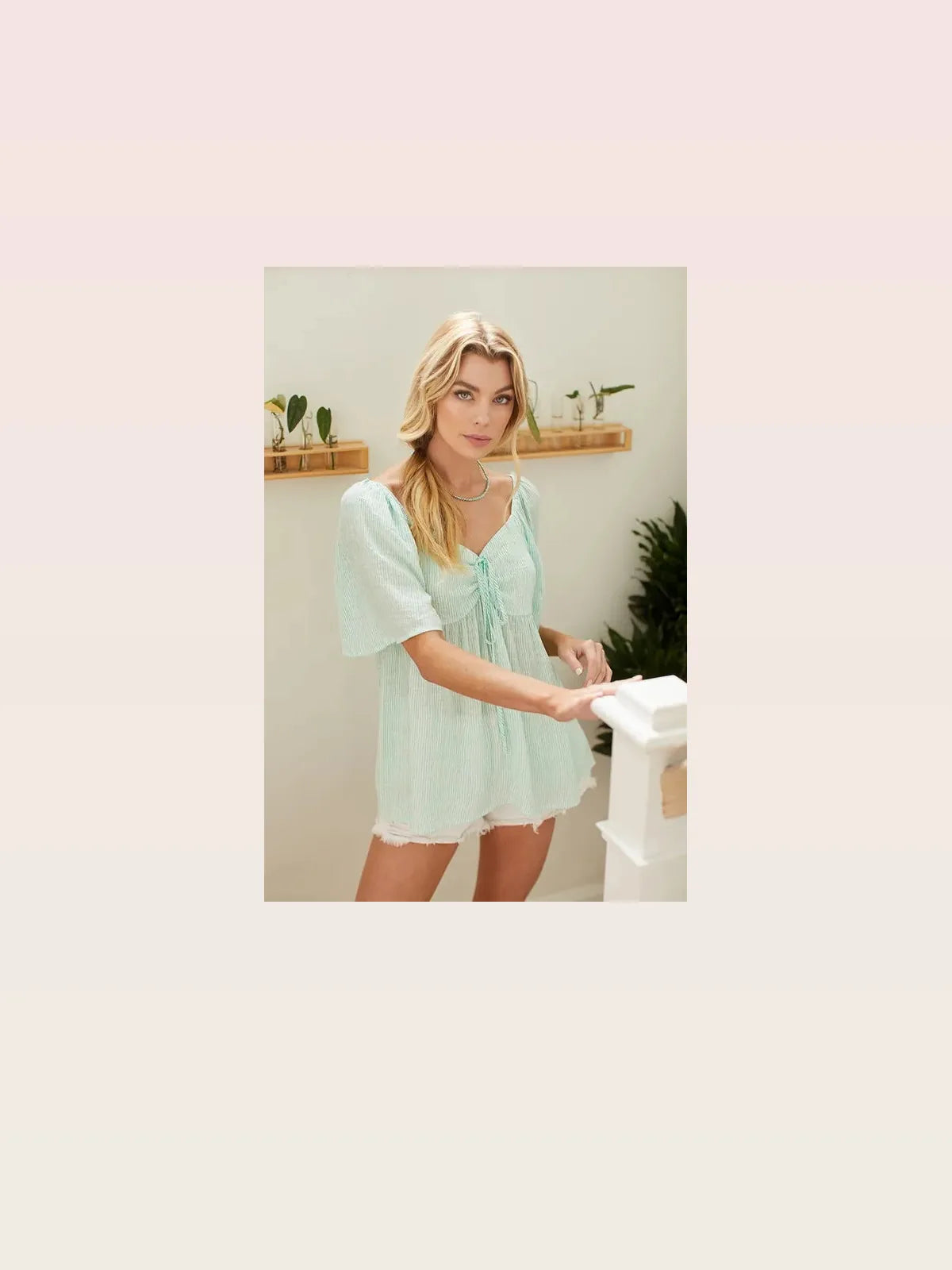 Thin Striped with Tie Front Babydoll Top — styled showcase — Livostyle