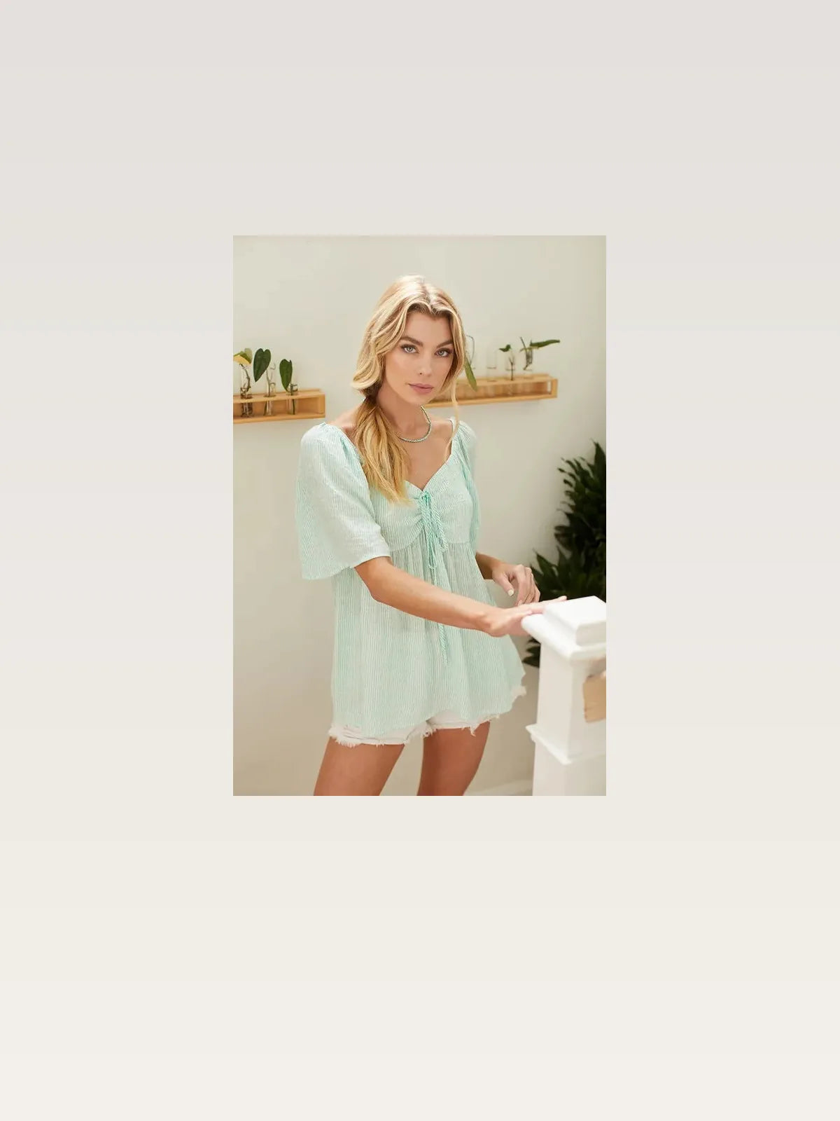 Thin Striped with Tie Front Babydoll Top — styled showcase — Livostyle