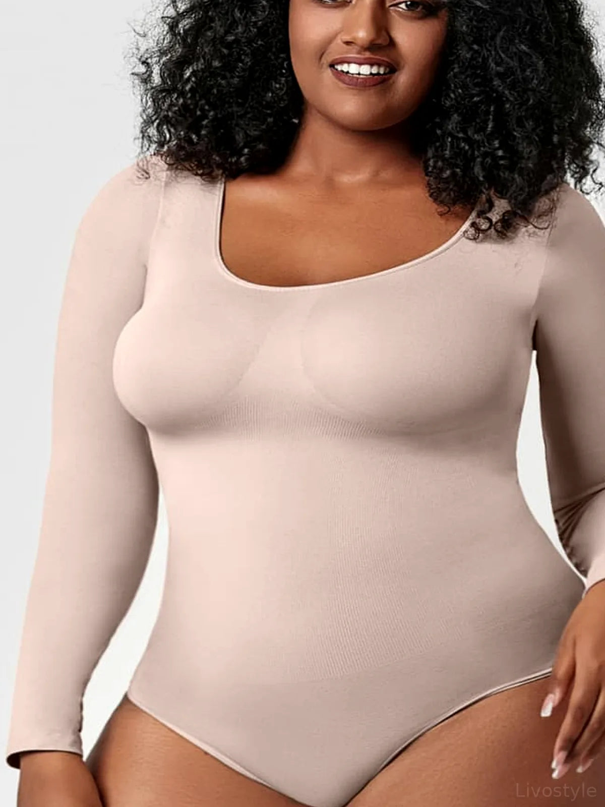 Long Sleeve Shaping Bodysuit — detail view — Livostyle