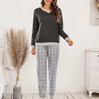 Long Sleeve Top and Polka Dot Pants Set — square view — Livostyle
