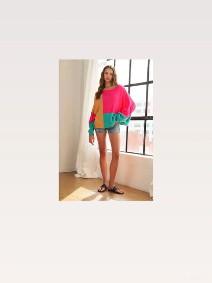 Stylish Oversized Colorblock Sweater — styled showcase — Livostyle