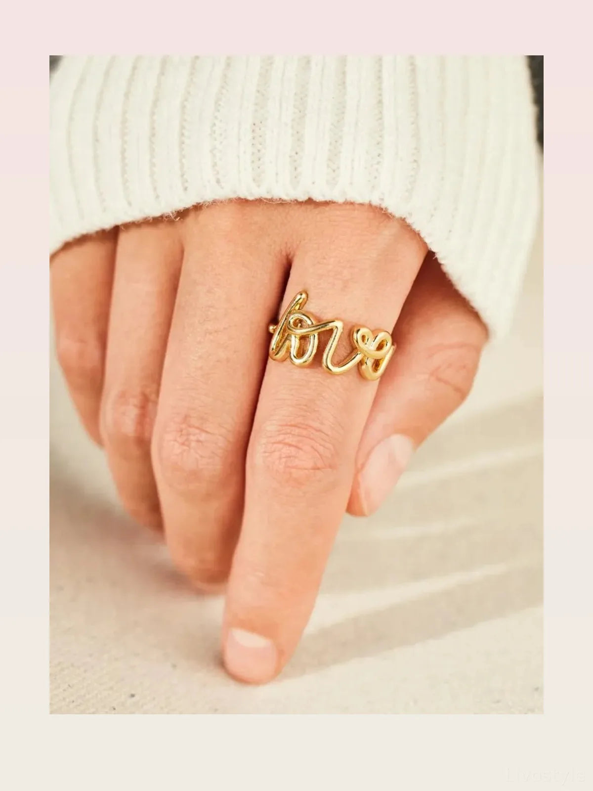 LOVE 18K Gold-Plated 925 Sterling Silver Ring — styled showcase — Livostyle