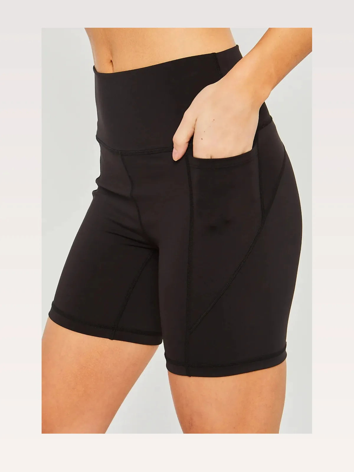 High Waist Seam Detail Active Shorts in Black — styled showcase — Livostyle