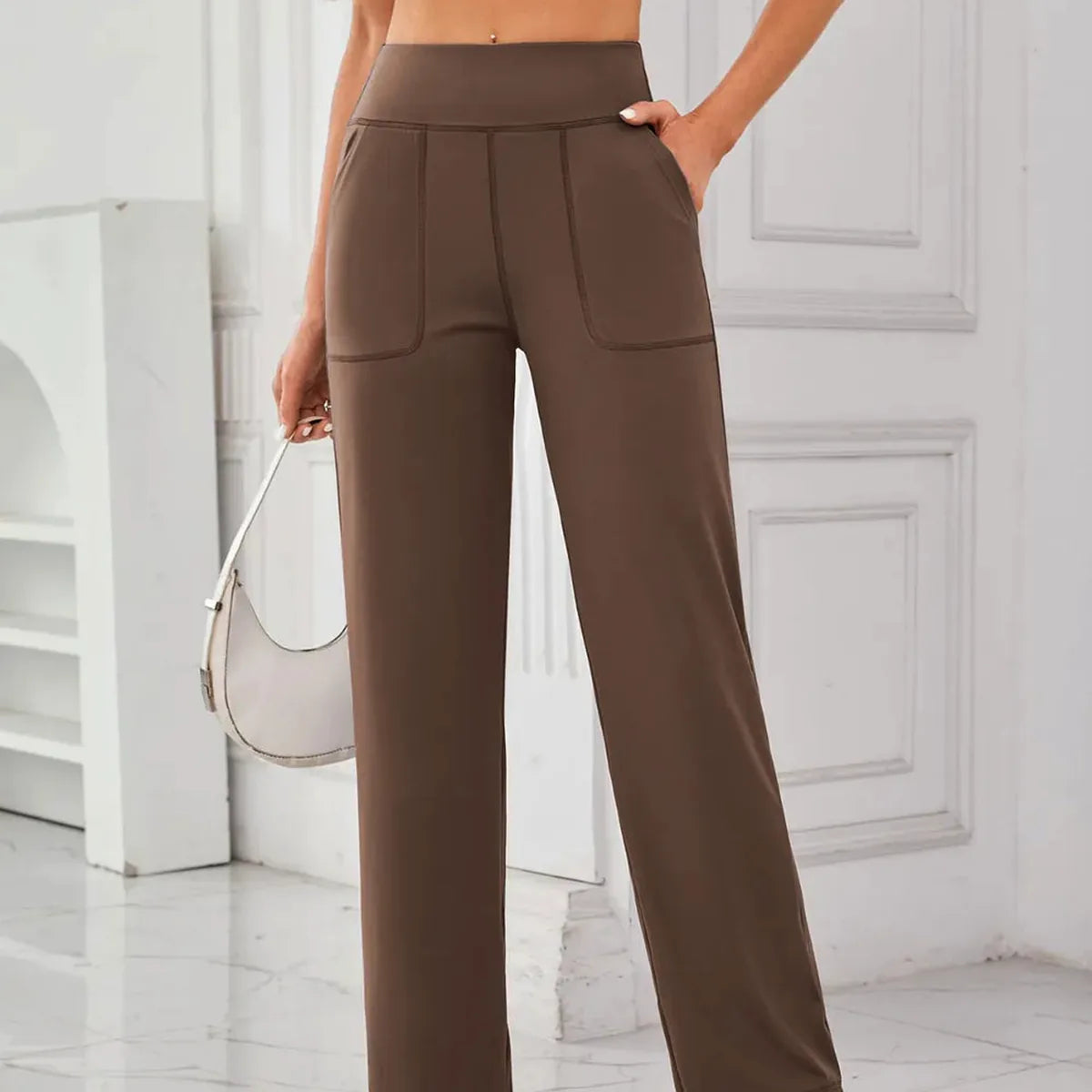 Lovelet High Waist Active Pants with Pockets — square view — Livostyle
