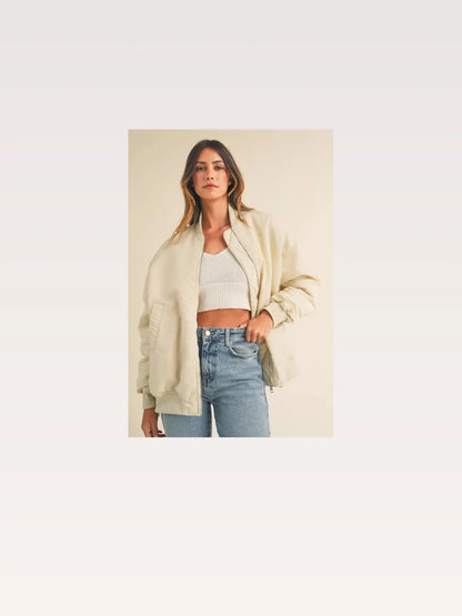 Back Ruched Utiltiy Bomber Jacket — styled showcase — Livostyle