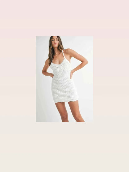 Crochet Crisscross Spaghetti Strap Mini Dress — styled showcase — Livostyle