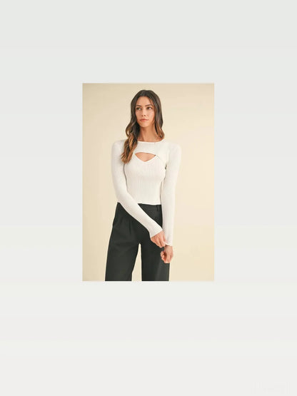 Cut Out Long Sleeve Ribbed Knit Top — styled showcase — Livostyle