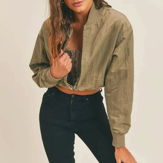 Long Sleeve Two Way Jacket in Olive — square view — Livostyle