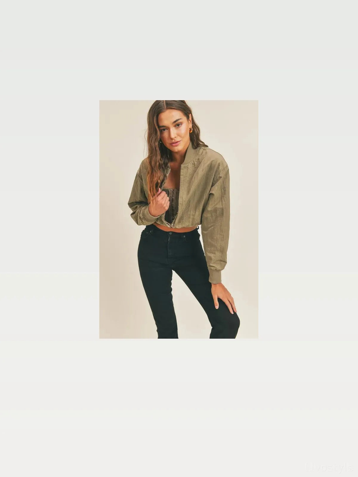 Long Sleeve Two Way Jacket in Olive — styled showcase — Livostyle