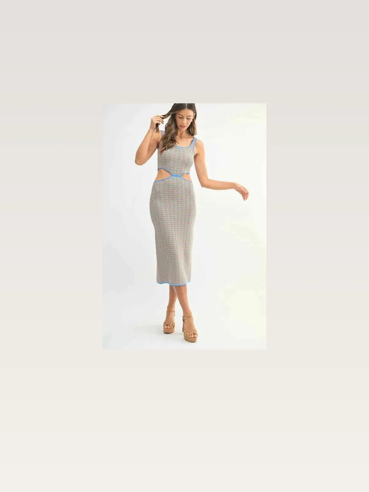 Multi Color Chevron Knit Bodycon Midi Dress — styled showcase — Livostyle