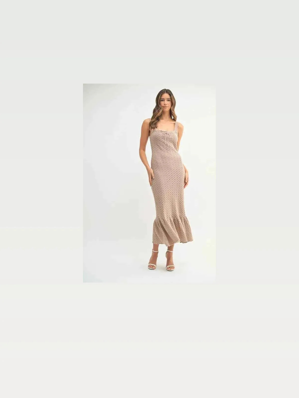 Ruffled Hem Sleeveless Crochet Knit Midi Dress – photo 2