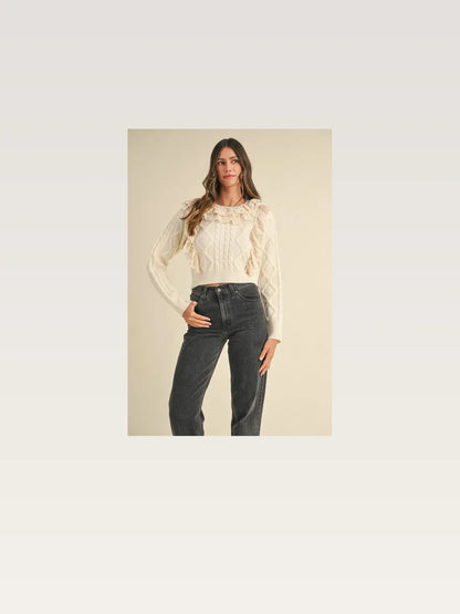 Ruffled Lace Crochet Sweater — styled showcase — Livostyle