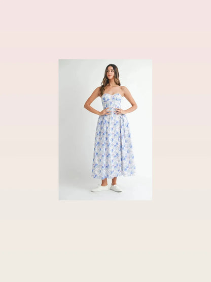 Sweetheart Neckline Floral Printed Midi Dress — styled showcase — Livostyle