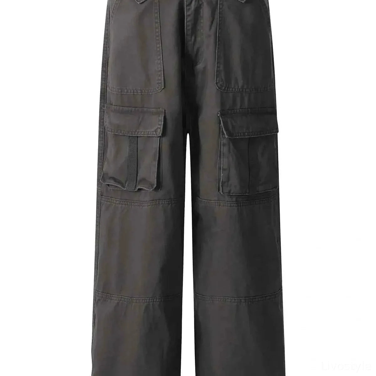 Men's Casual Cargo Wide Leg Pants with Multiple Pockets — square view — Livostyle