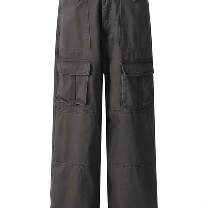 Men's Casual Cargo Wide Leg Pants with Multiple Pockets — square view — Livostyle