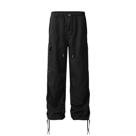 Men's Casual Drawstring Cargo Pants with Multiple Pockets — square view — Livostyle
