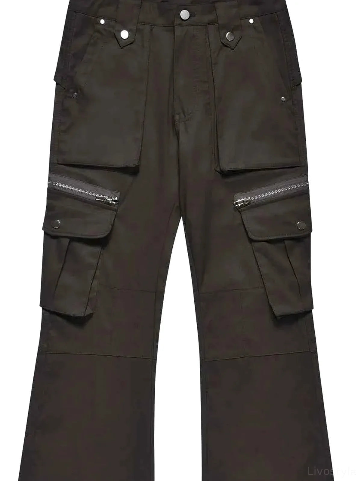 Men's Multi-Pocket Flared Cargo Pants — detail view — Livostyle
