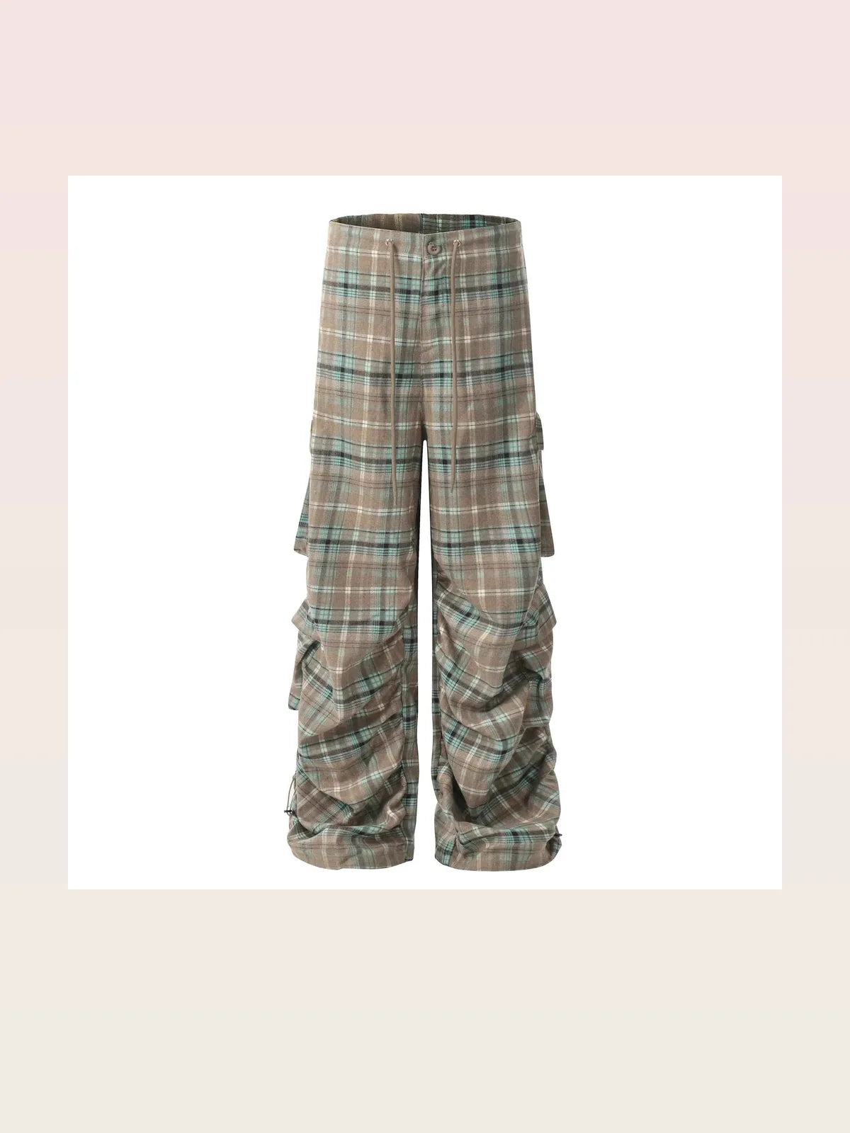 Men's Plaid Ruched Wide Leg Pants — styled showcase — Livostyle